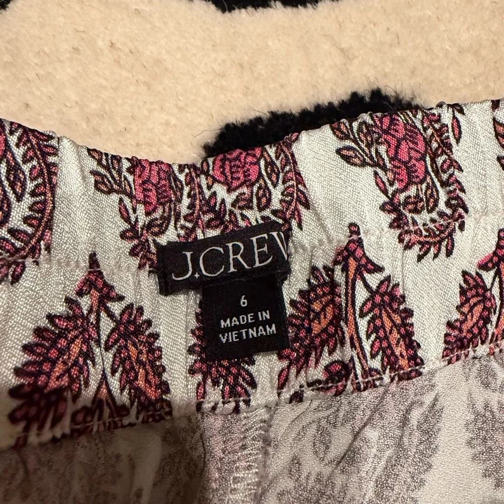 J crew block print paisley pattern pull on elastic waist pants w pockets sz 6 - Picture 3 of 5